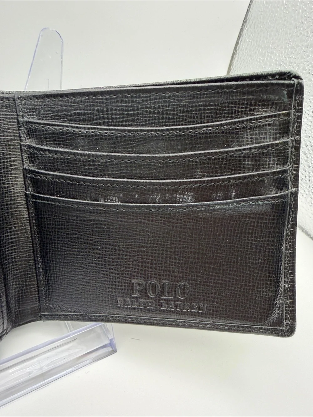 Black Leather Ralph Lauren Polo Men's Bi-Fold Wallet
